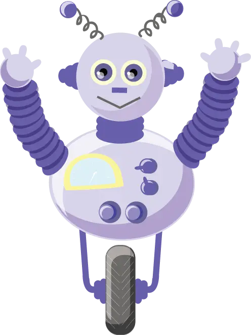 Purple Robot on a Wheel