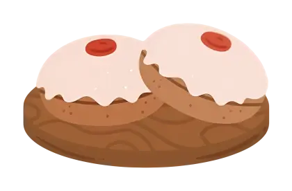 Iced Buns with Cherry Topping