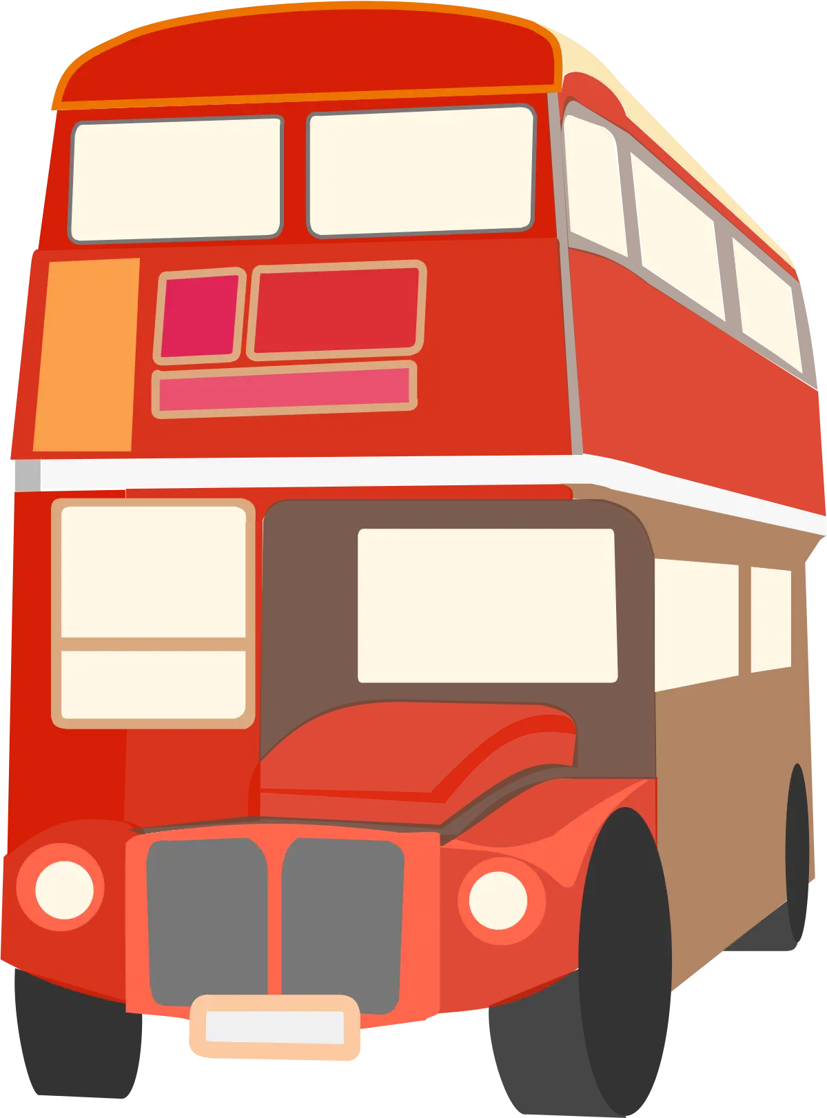 Cartoon Red Double-Decker Bus Illustration