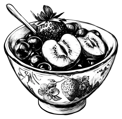 Fruit Bowl with Berries and Peach