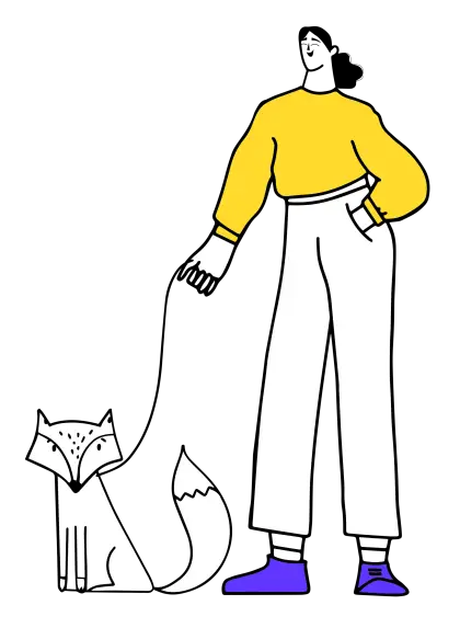 Woman Walking a Leashed Fox