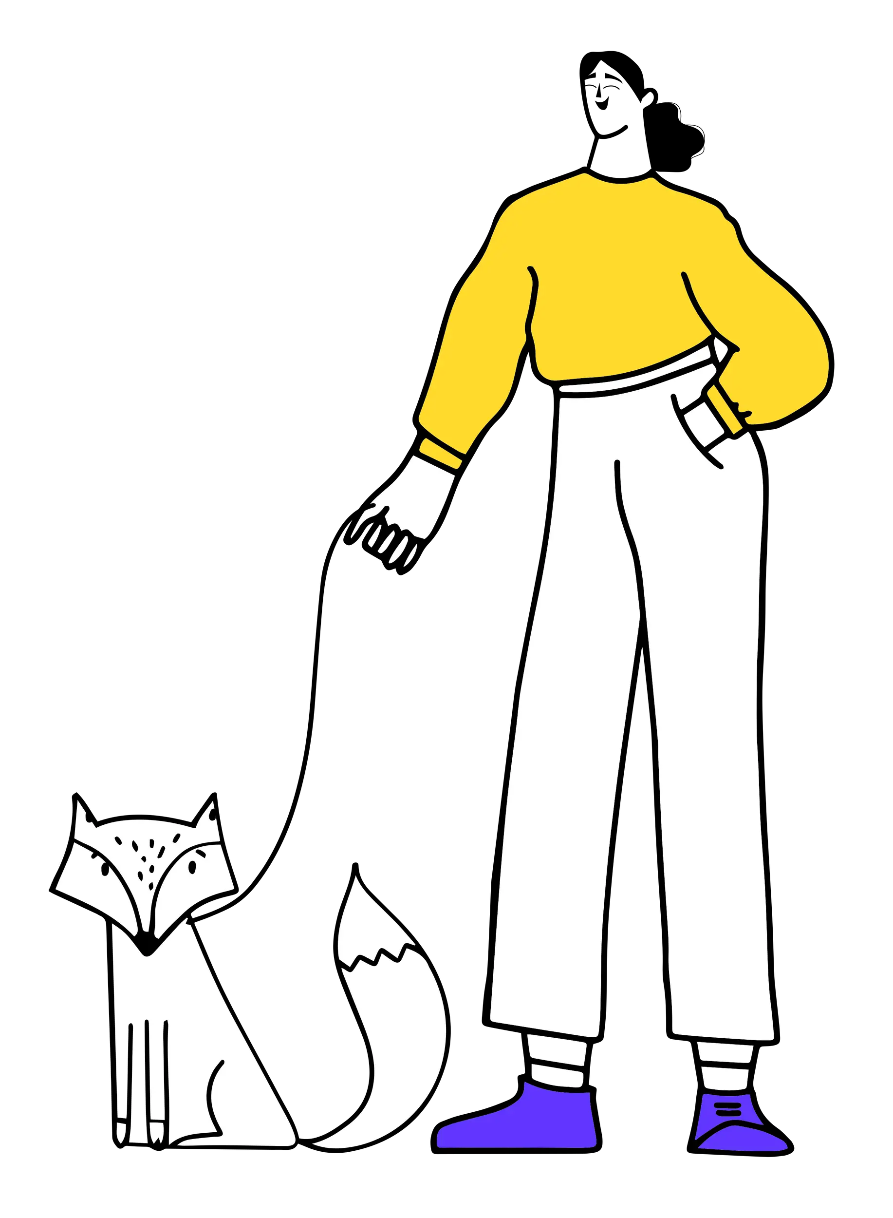 Woman Walking a Leashed Fox