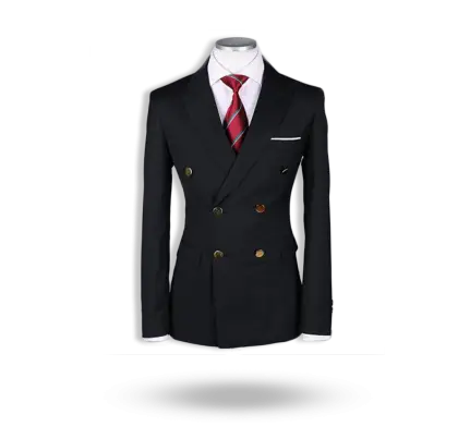 Classic Black Suit with Red Tie