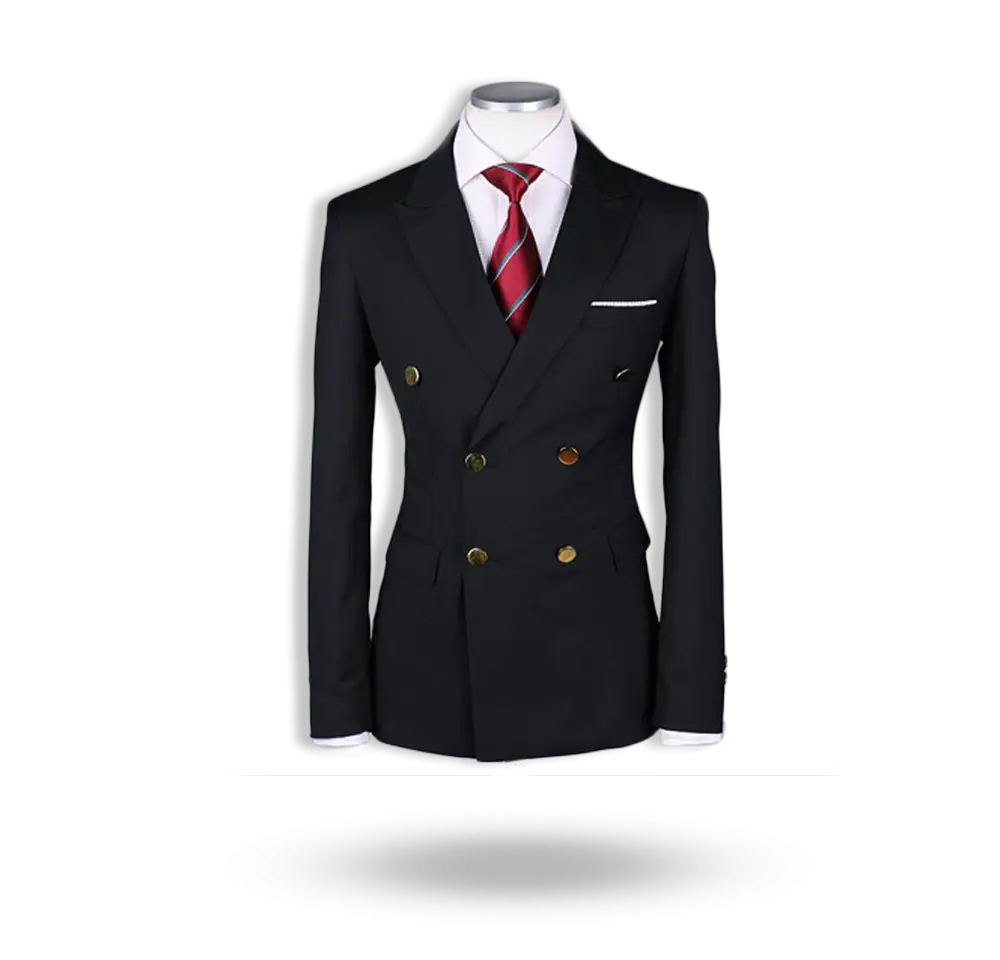 Classic Black Suit with Red Tie