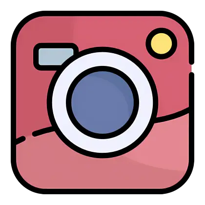Camera Icon Design with Pink Background