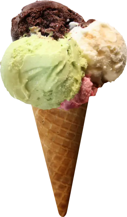 Ice Cream Cone with Multiple Flavors