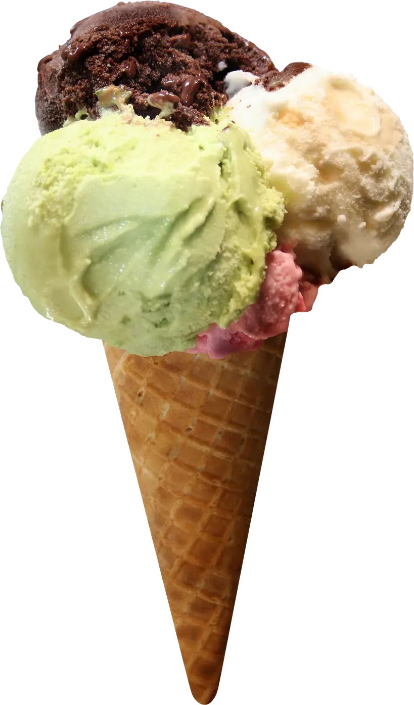 Ice Cream Cone with Multiple Flavors