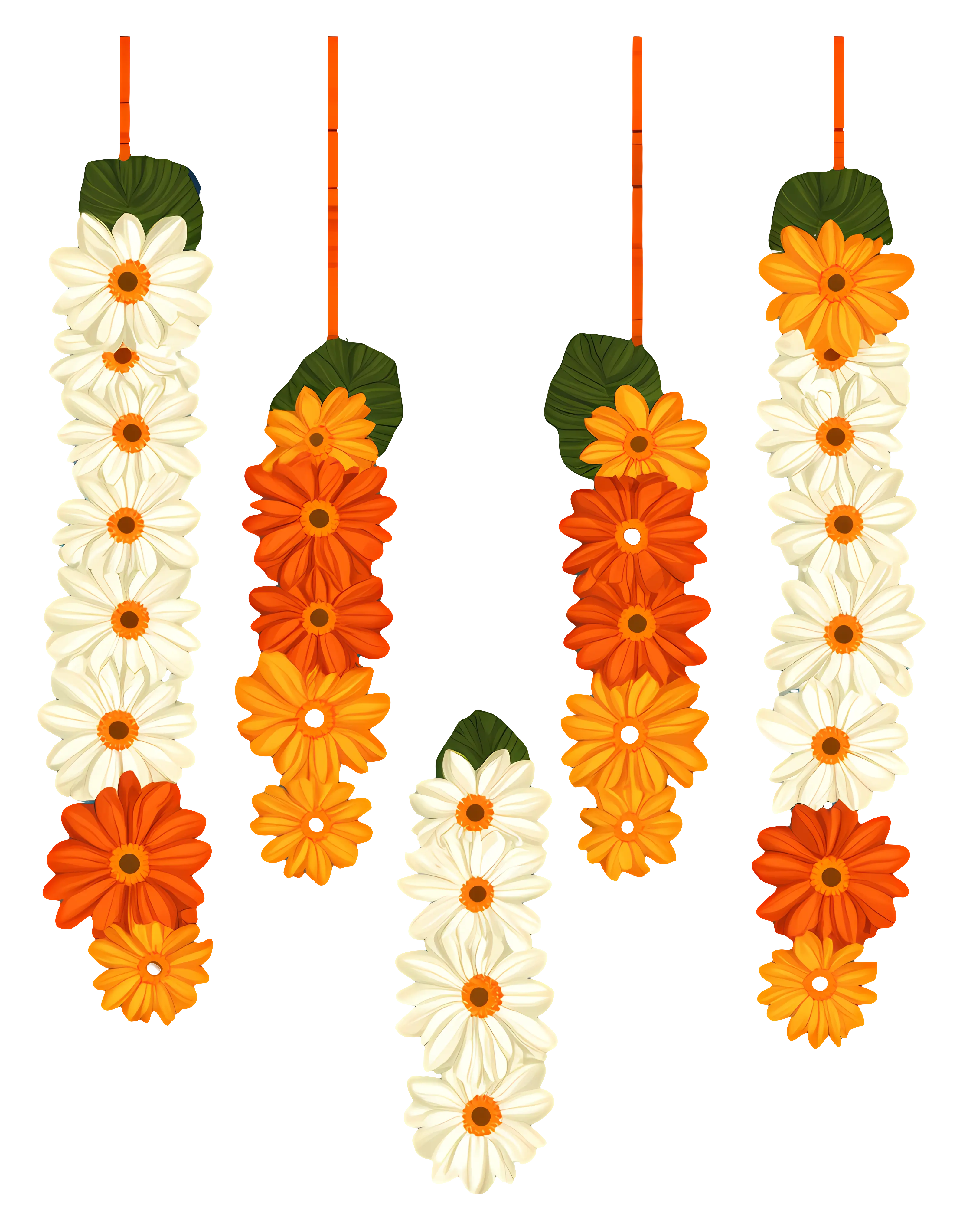 Beautiful Flower Garlands in Orange and White