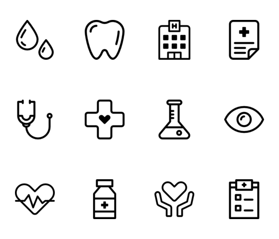 Medical icons in outline style