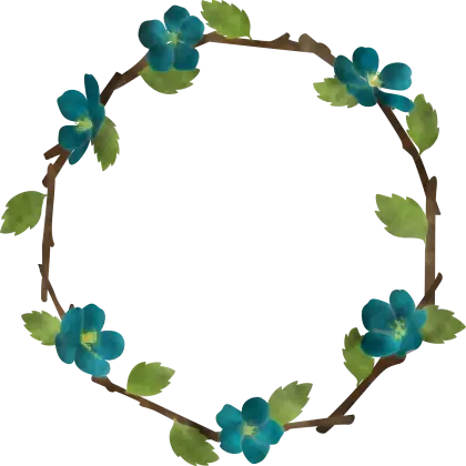 Blue Flower Wreath with Natural Leaves