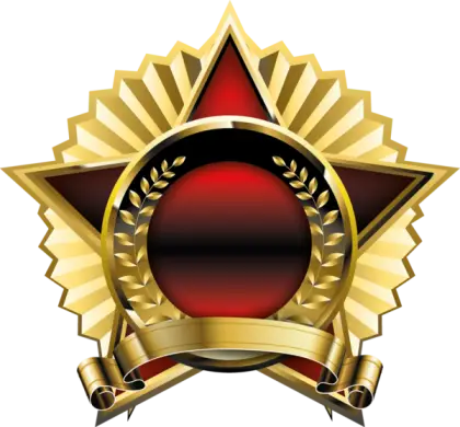 Gold and Red Decorative Badge