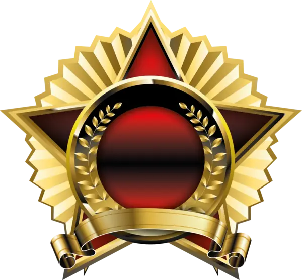Gold and Red Decorative Badge
