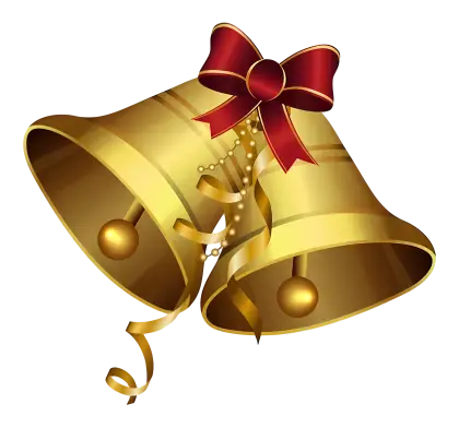 Golden Bells with Red Bow for Christmas