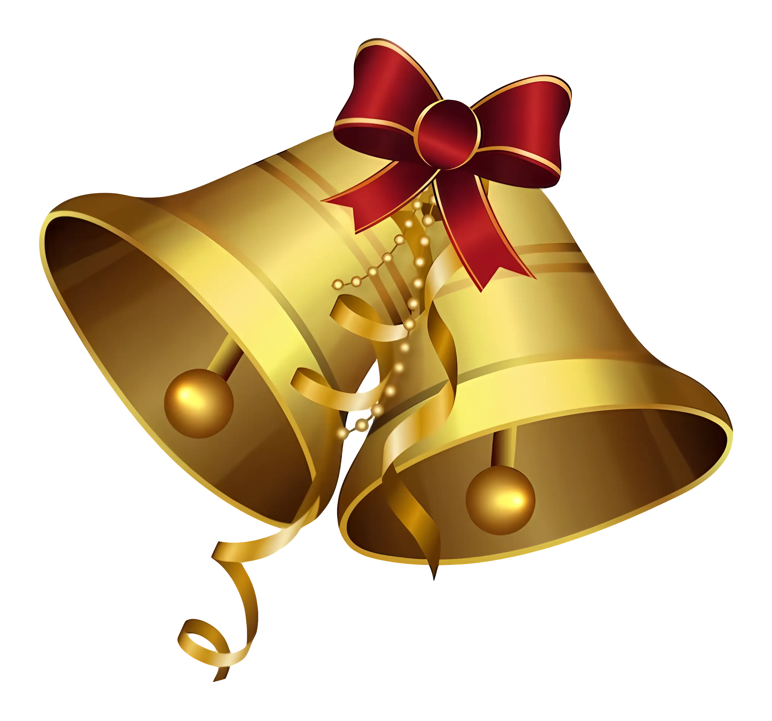 Golden Bells with Red Bow for Christmas