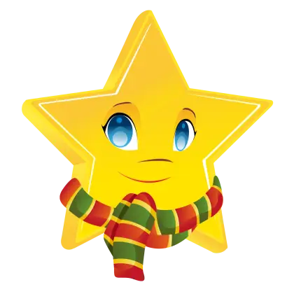 Smiling Yellow Cartoon Star with a Scarf