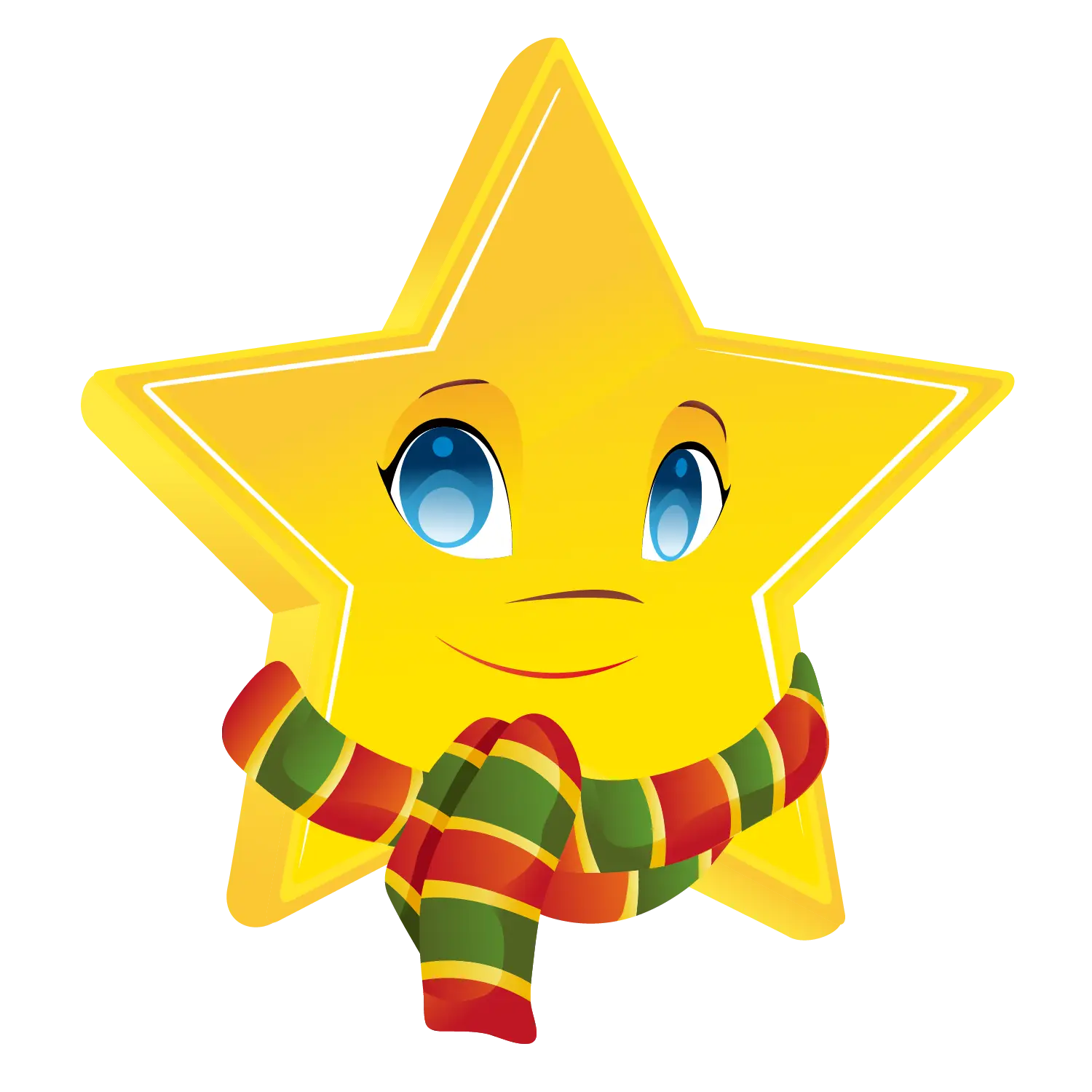 Smiling Yellow Cartoon Star with a Scarf