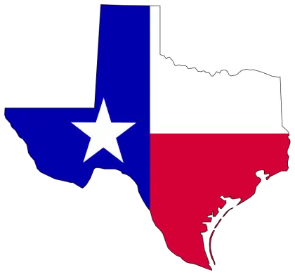 Texas State Map with Flag Colors