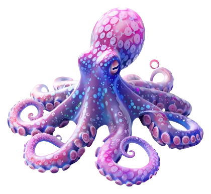 Colorful Blue and Purple Octopus