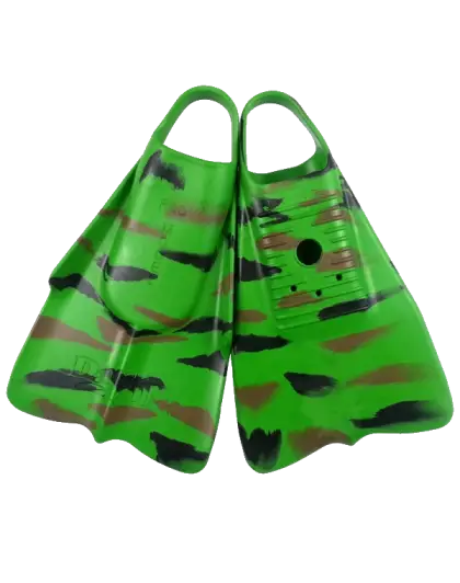 Green Flippers for Diving and Snorkeling