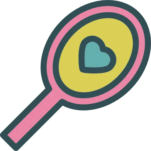 Magnifying Glass with Heart in Cartoon Style