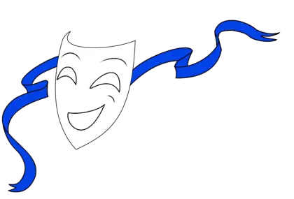 Theater Mask with Blue Ribbon