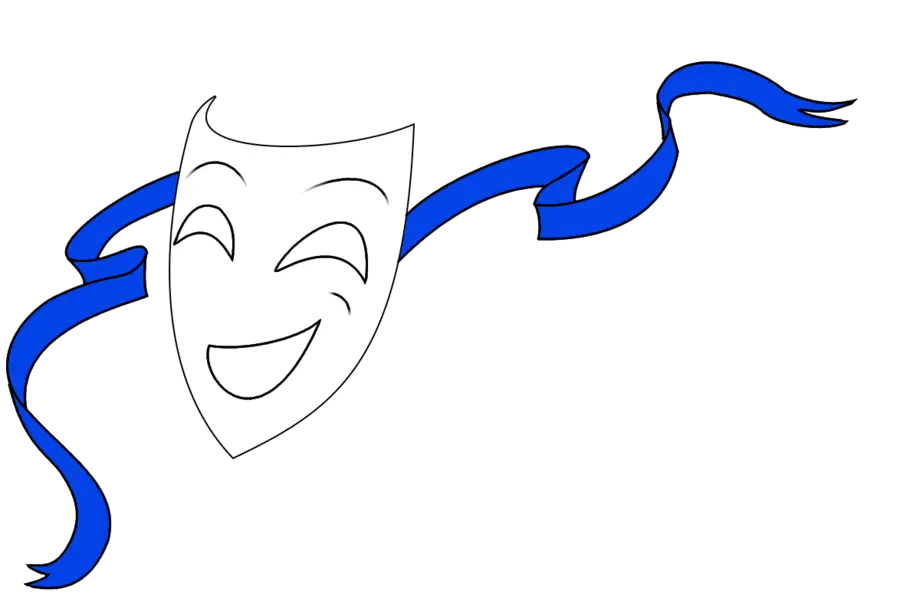 Theater Mask with Blue Ribbon