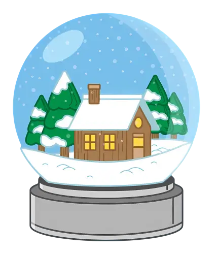 Winter Snow Globe Featuring a Cozy House