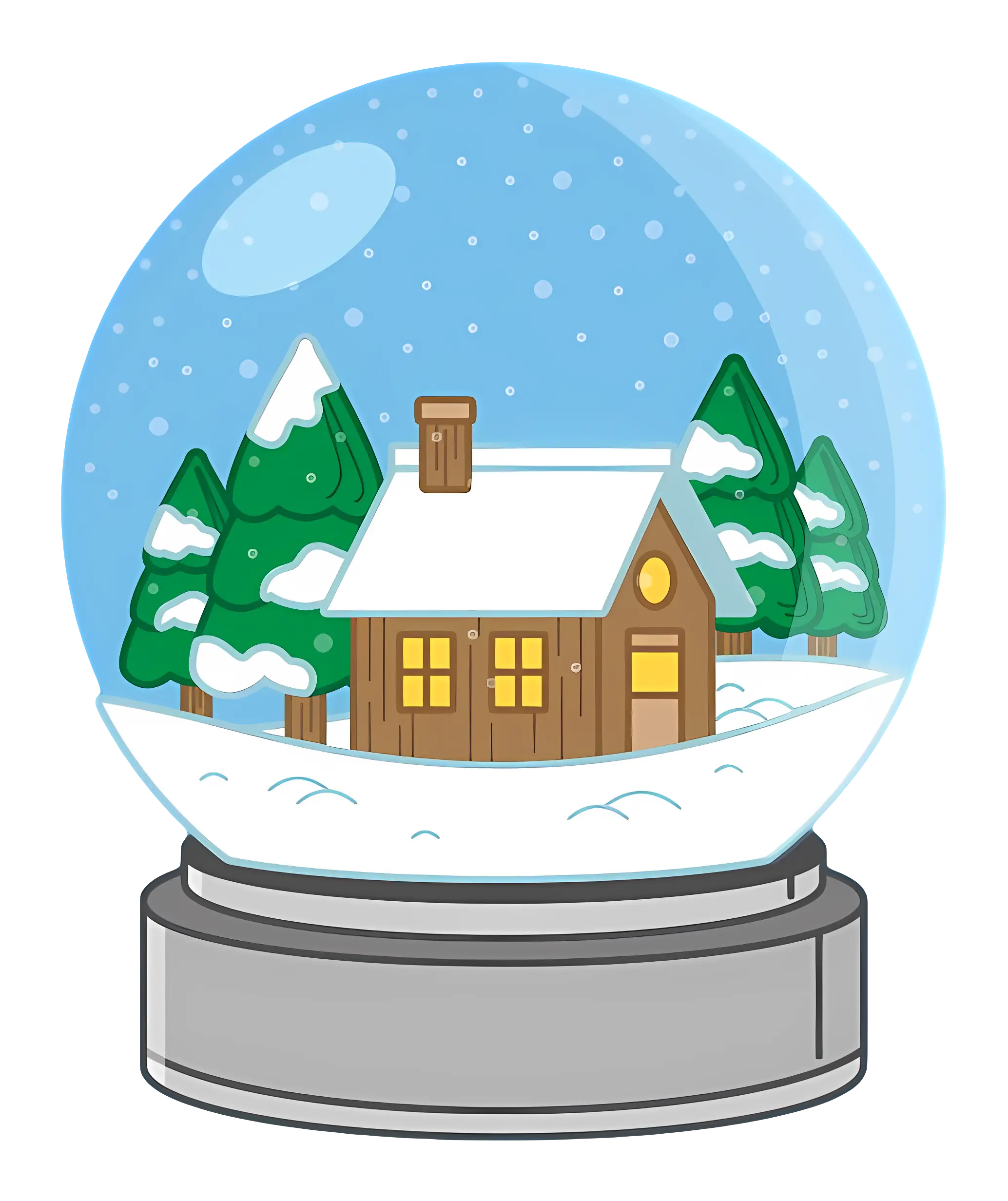Winter Snow Globe Featuring a Cozy House