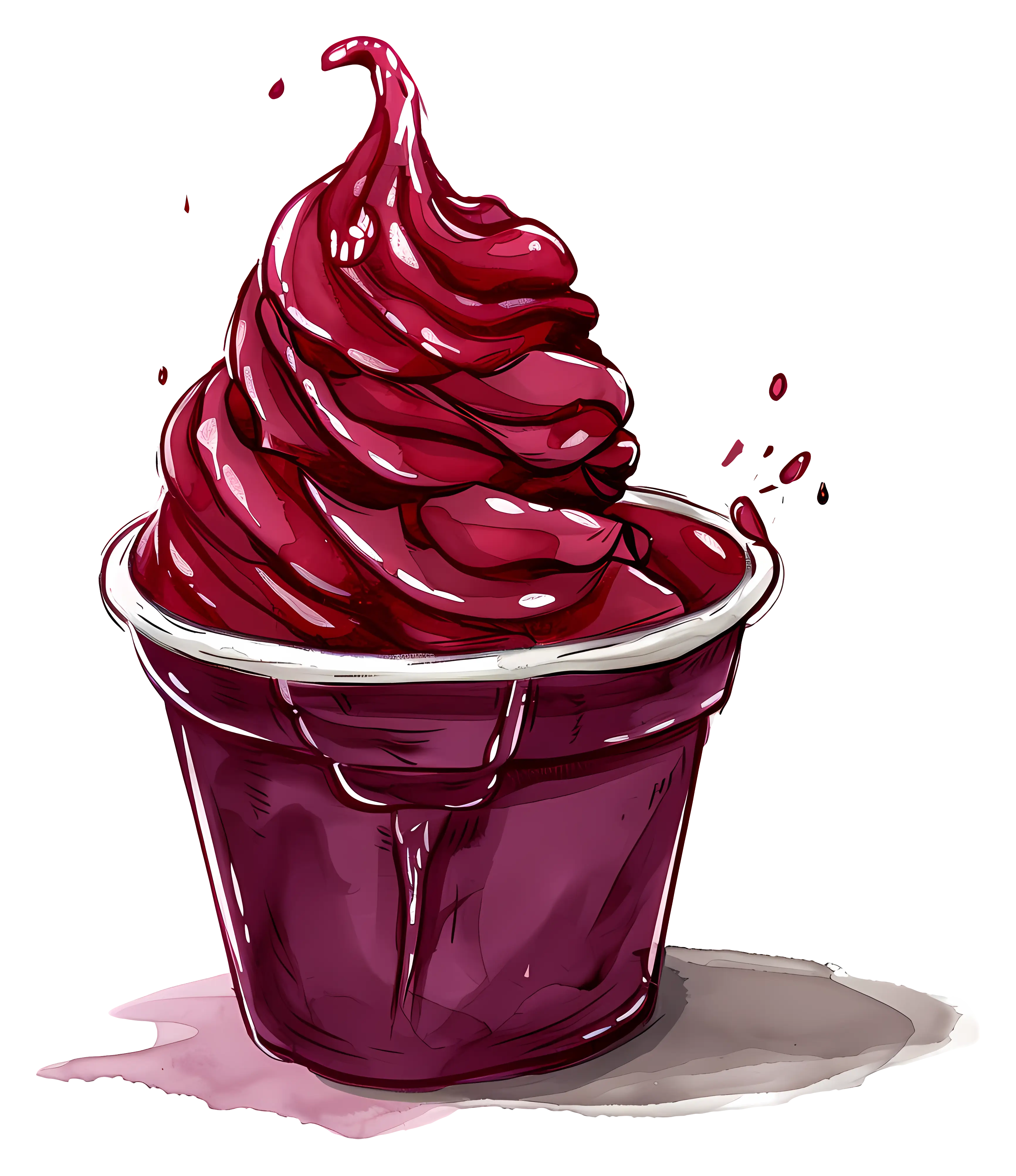 Red Soft-Serve Ice Cream in Cup