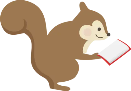 Cartoon Squirrel Reading a Book