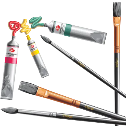 Paint Brushes and Tubes Illustration