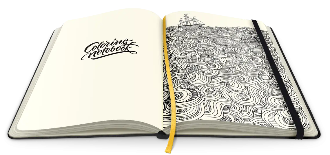 Open Notebook with Artistic Doodle Pages