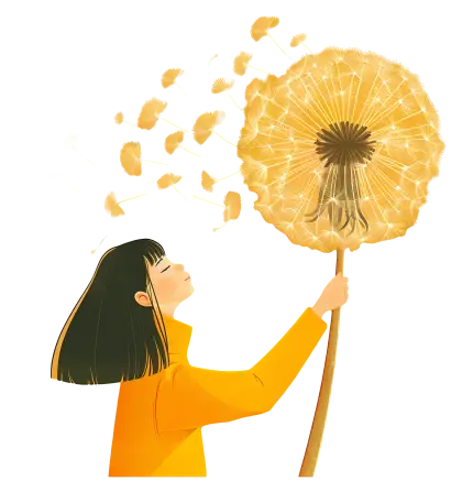Girl Blowing Dandelion