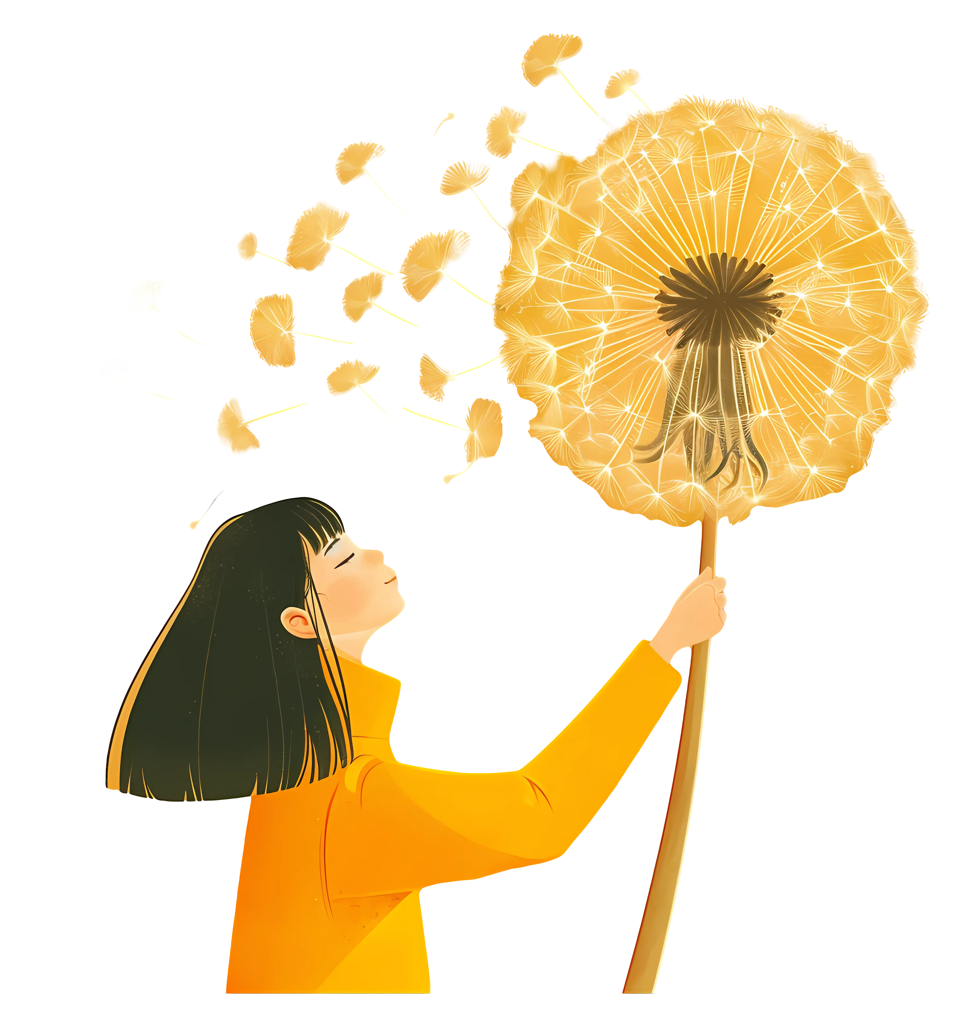 Girl Blowing Dandelion