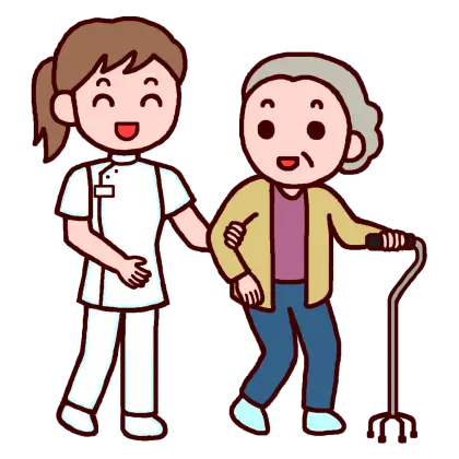 Nurse with Elderly Woman Illustration
