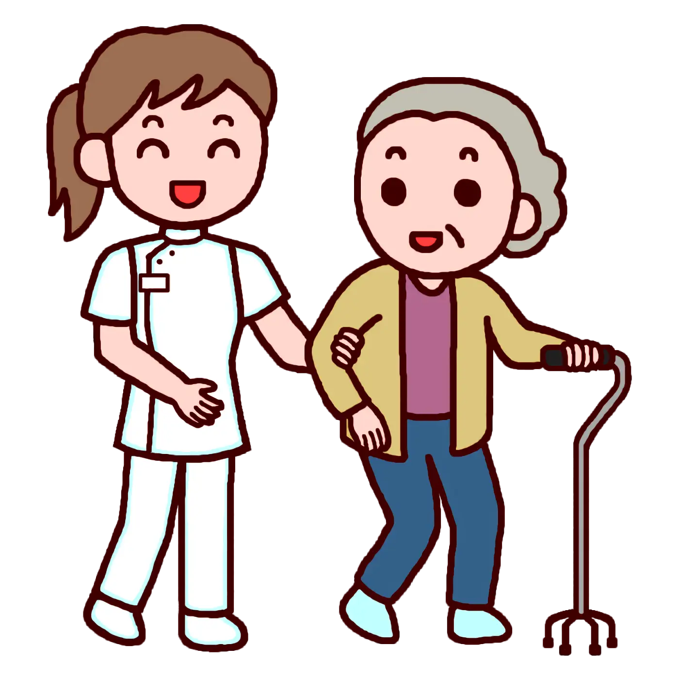 Nurse with Elderly Woman Illustration