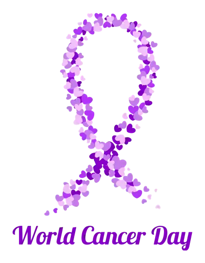 World Cancer Day Ribbon Made of Hearts