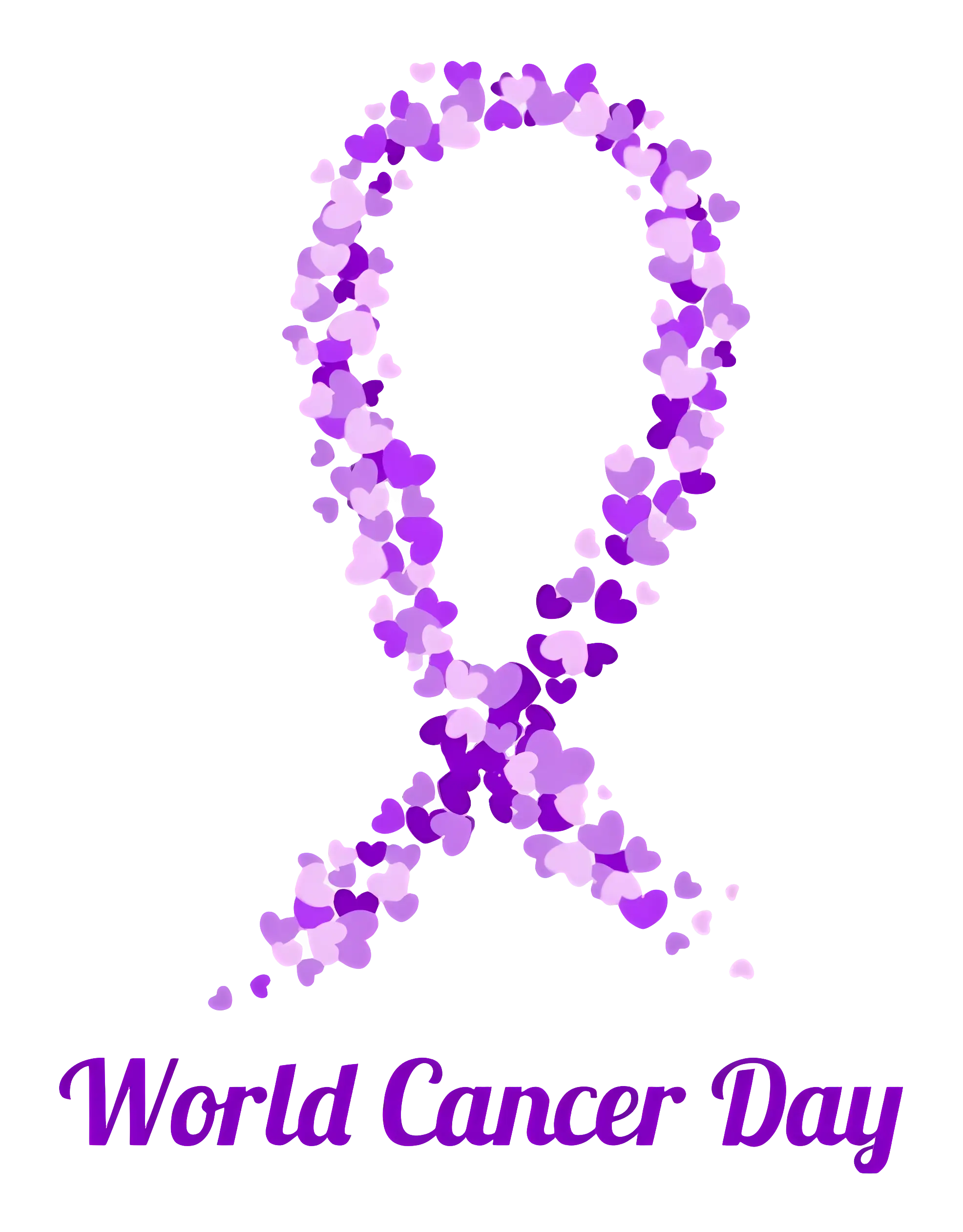 World Cancer Day Ribbon Made of Hearts