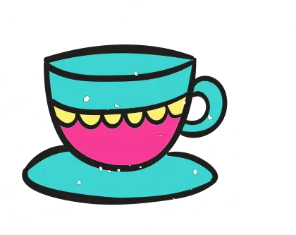 Teal and Pink Teacup Illustration
