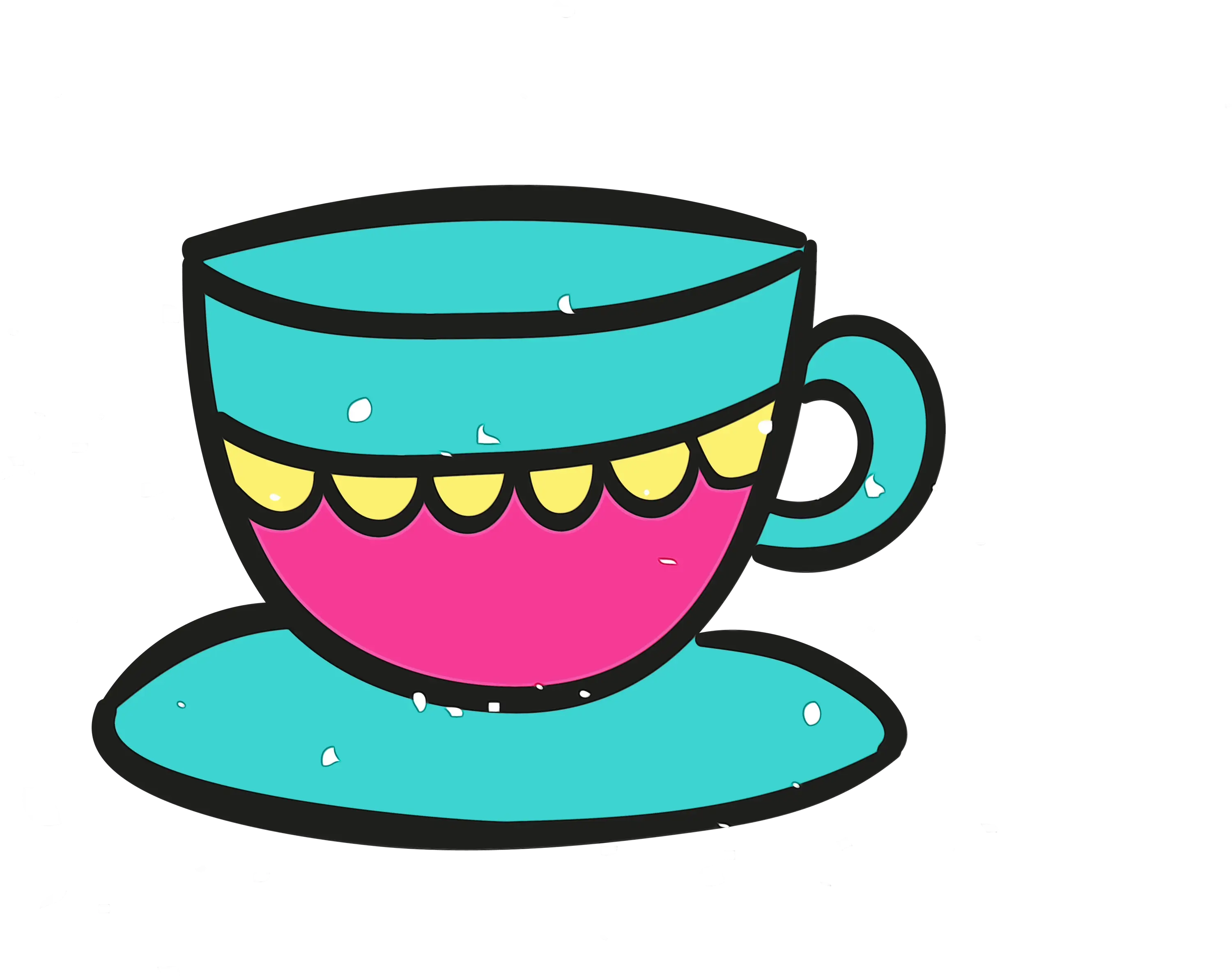 Teal and Pink Teacup Illustration