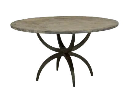 Round Wooden Table with Metal Legs