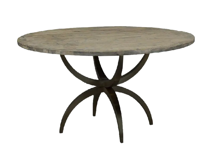 Round Wooden Table with Metal Legs