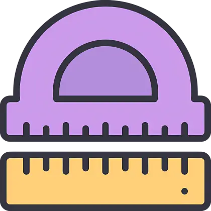 Purple Protractor with Yellow Ruler