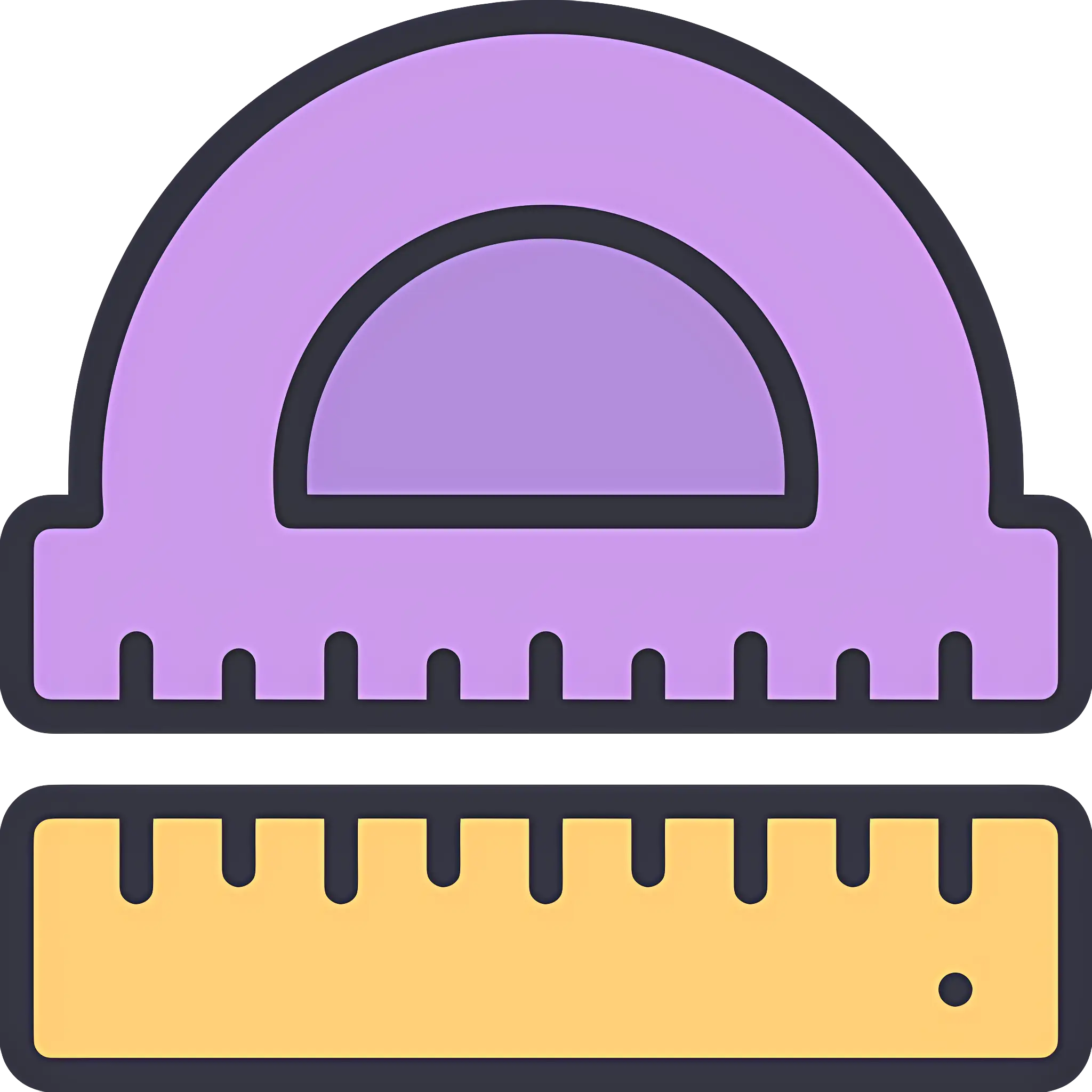 Purple Protractor with Yellow Ruler