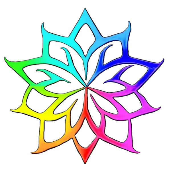 Rainbow Star Symbol with Bright Geometric Lines