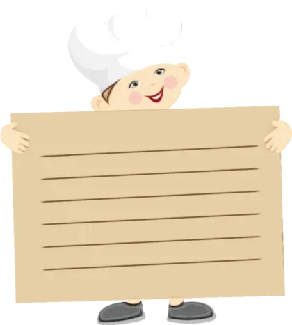 Smiling Cartoon Chef Holding Sign