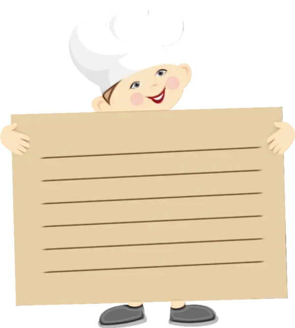 Smiling Cartoon Chef Holding Sign