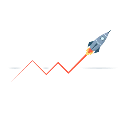 Rocket Launch with Rising Graph