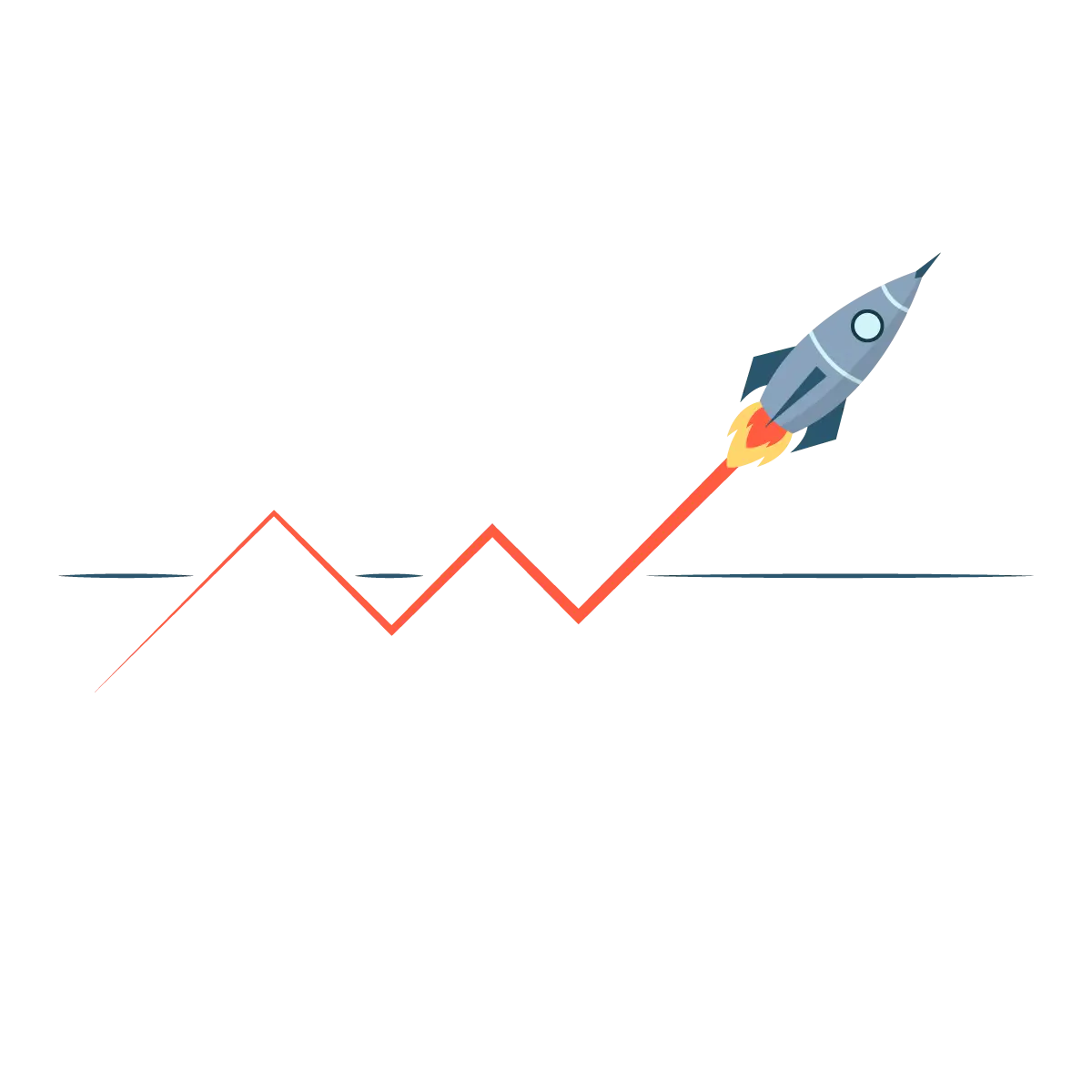 Rocket Launch with Rising Graph