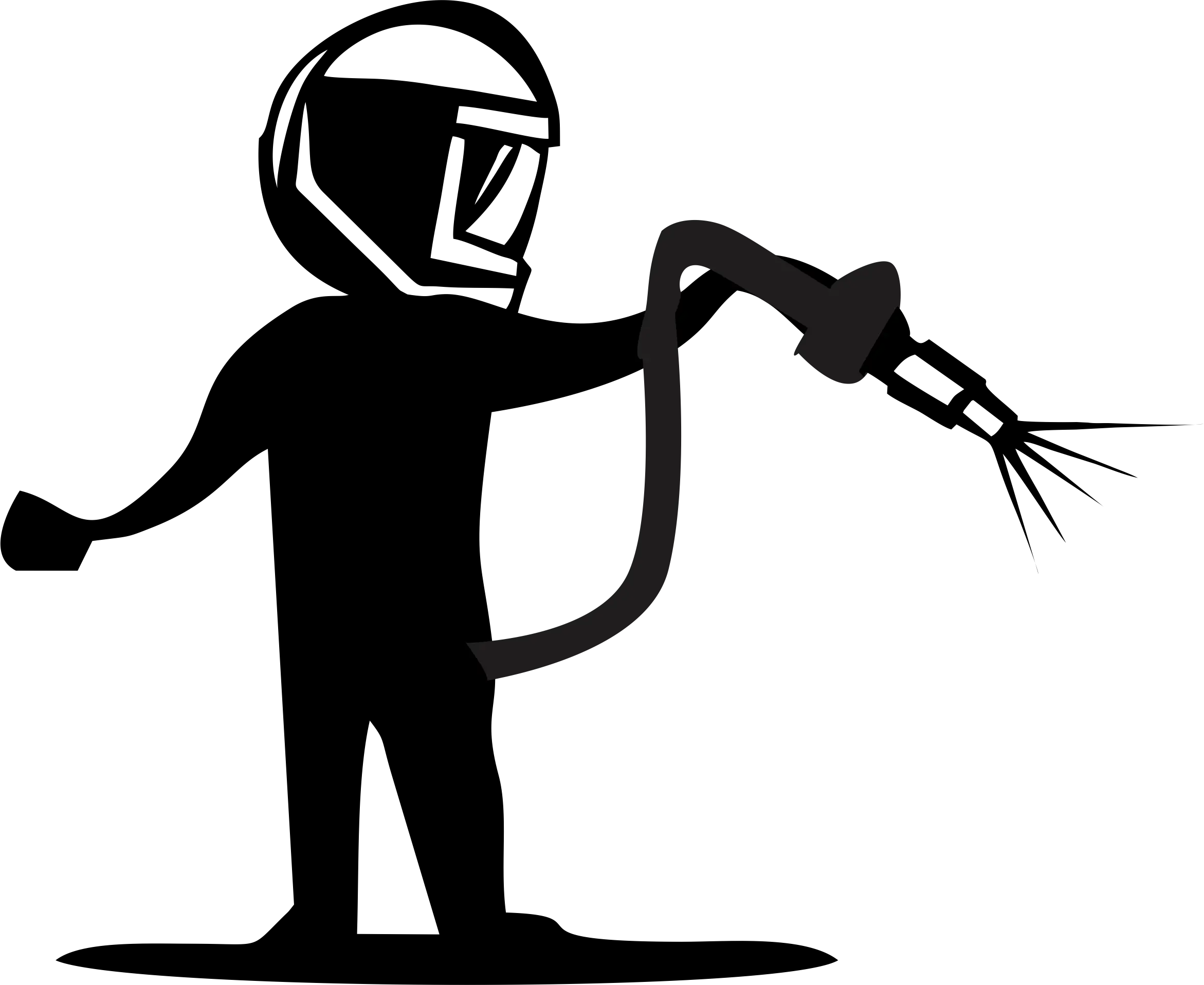 Person with Welding Equipment Silhouette
